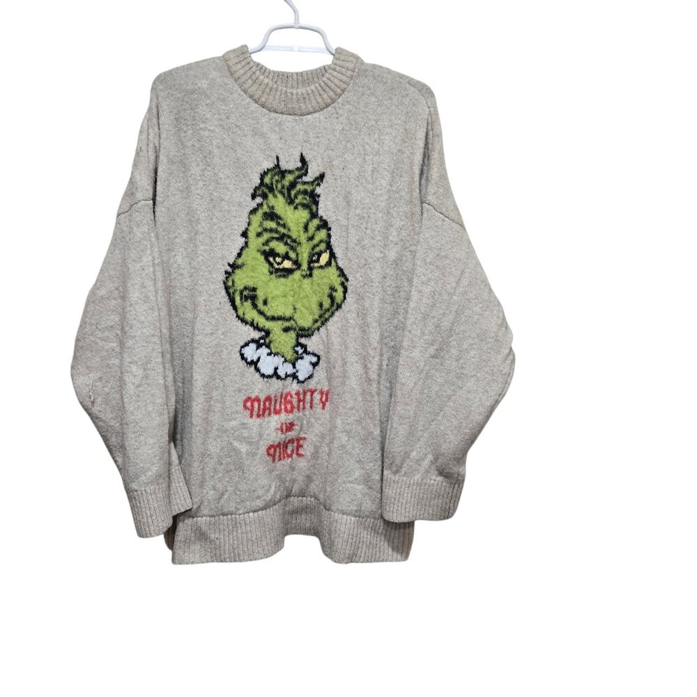 American Eagle Grinch Naughty Nice Christmas Sweater XL Oversized